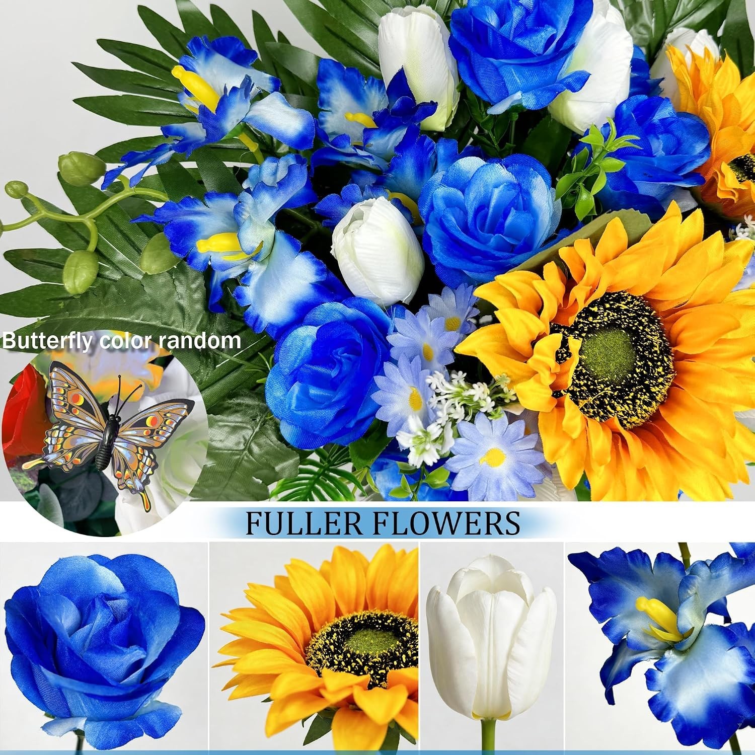 Artificial Cemetery Flowers – Vibrant Sunflower Tulip, Outdoor Grave Decorati…