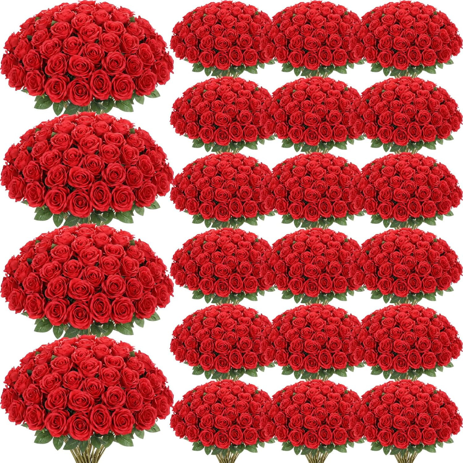 1000 Pcs Red Silk Roses – Realistic Faux Flowers for Weddings & Events