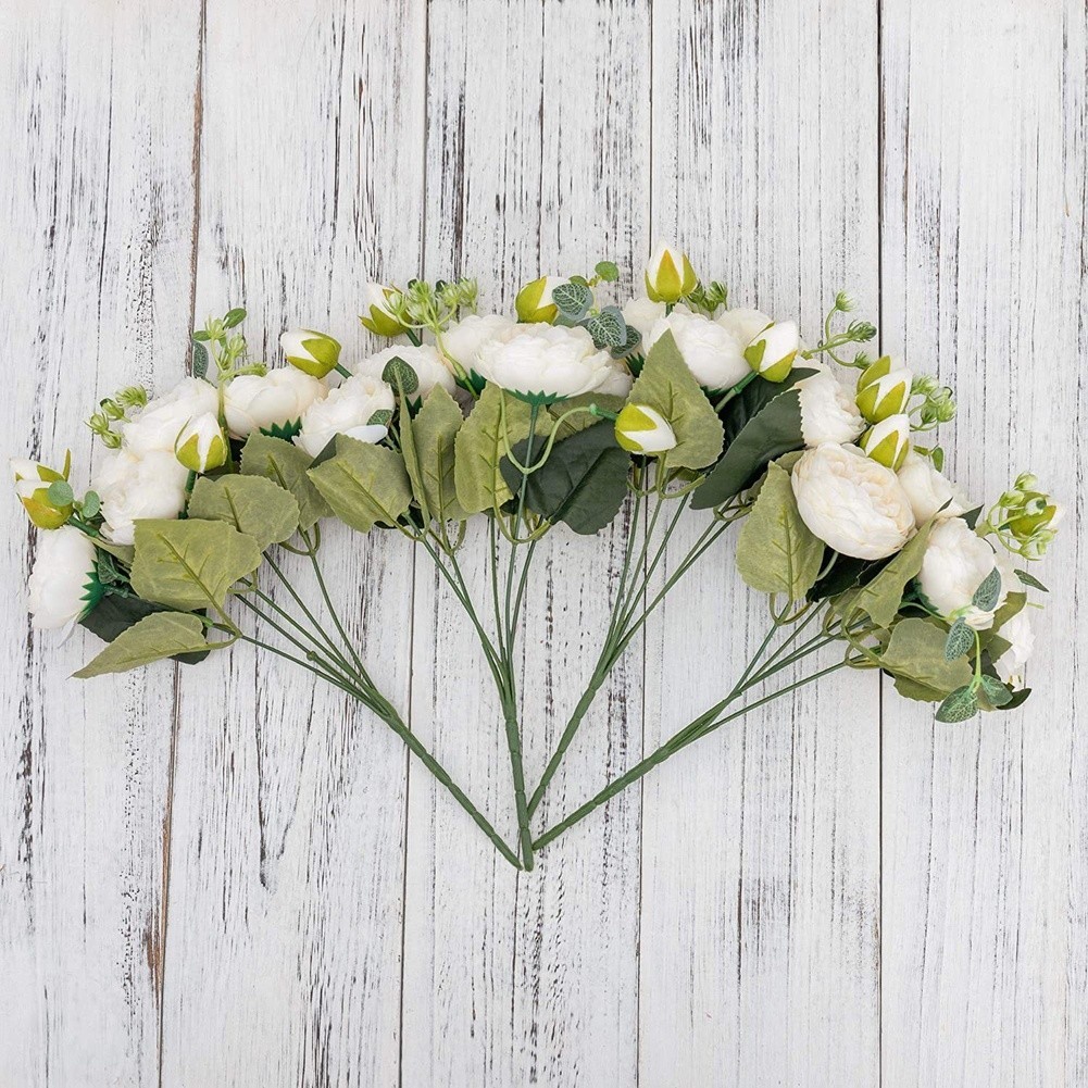 5 Head Persian Peony Silk Flowers Wedding Home Decor Fake Roses Bouquet
