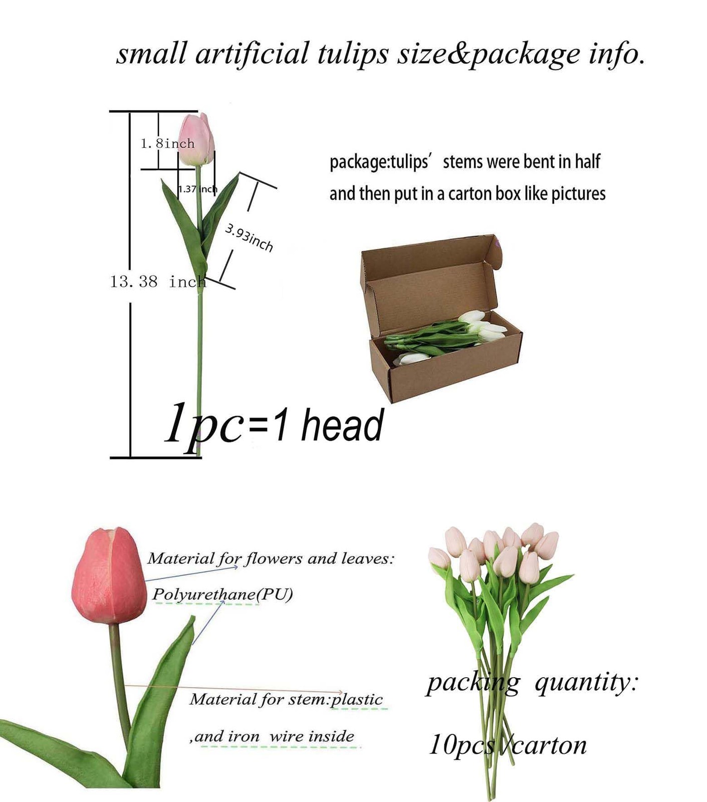 Real Touch Artificial Tulips 10 Mini Fake Flowers for Home Decor & Weddings