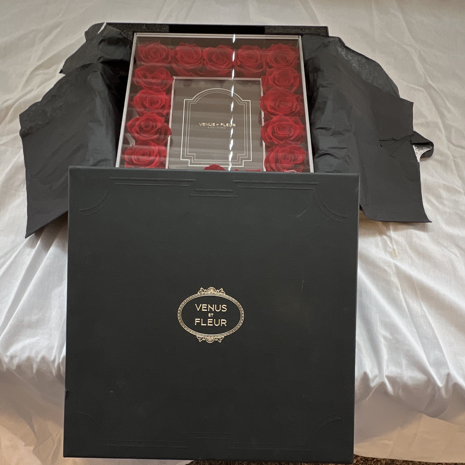 Venus et Fleur Red Rose Floral Shadow Box Wall Decor, Red Floral Theme