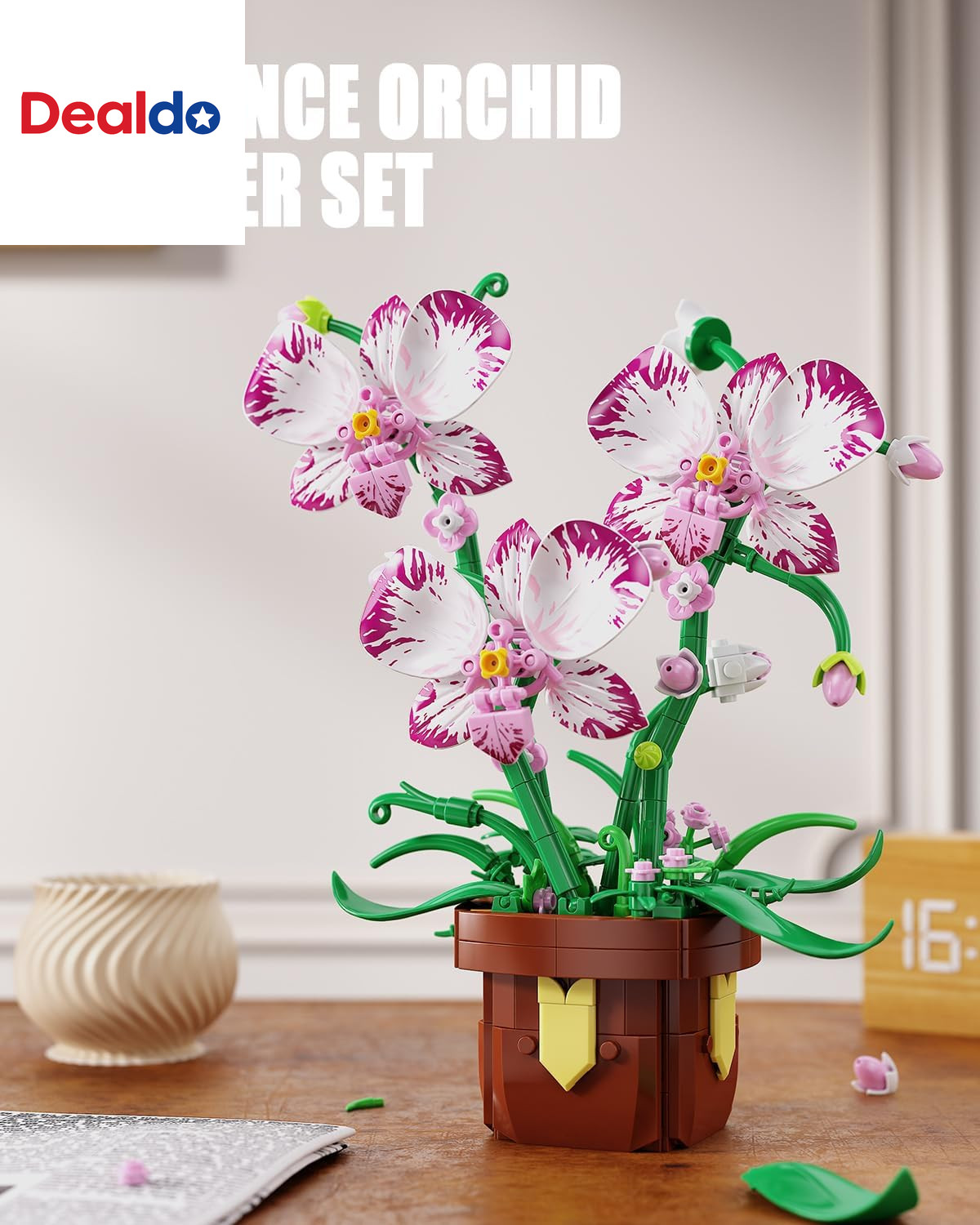 Flowers Botanicals Orchid Building Set – Artificial Flower Building Blocks for A