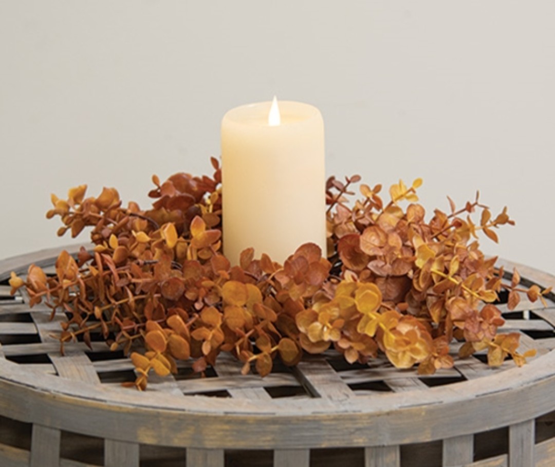 4-1/2″ Soft Touch Baby Eucalyptus Wreath – Burnt Orange