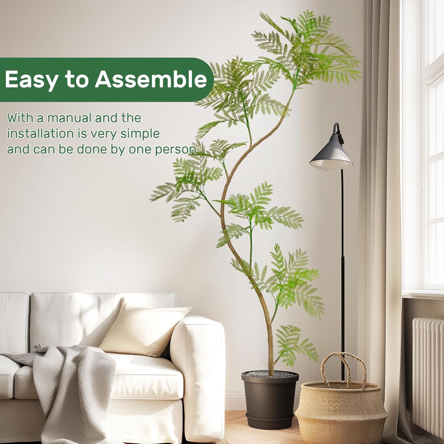 7.9FT Artificial Tree Fake Jacaranda Tree Faux Tall Tree Lifelike Green Leaves