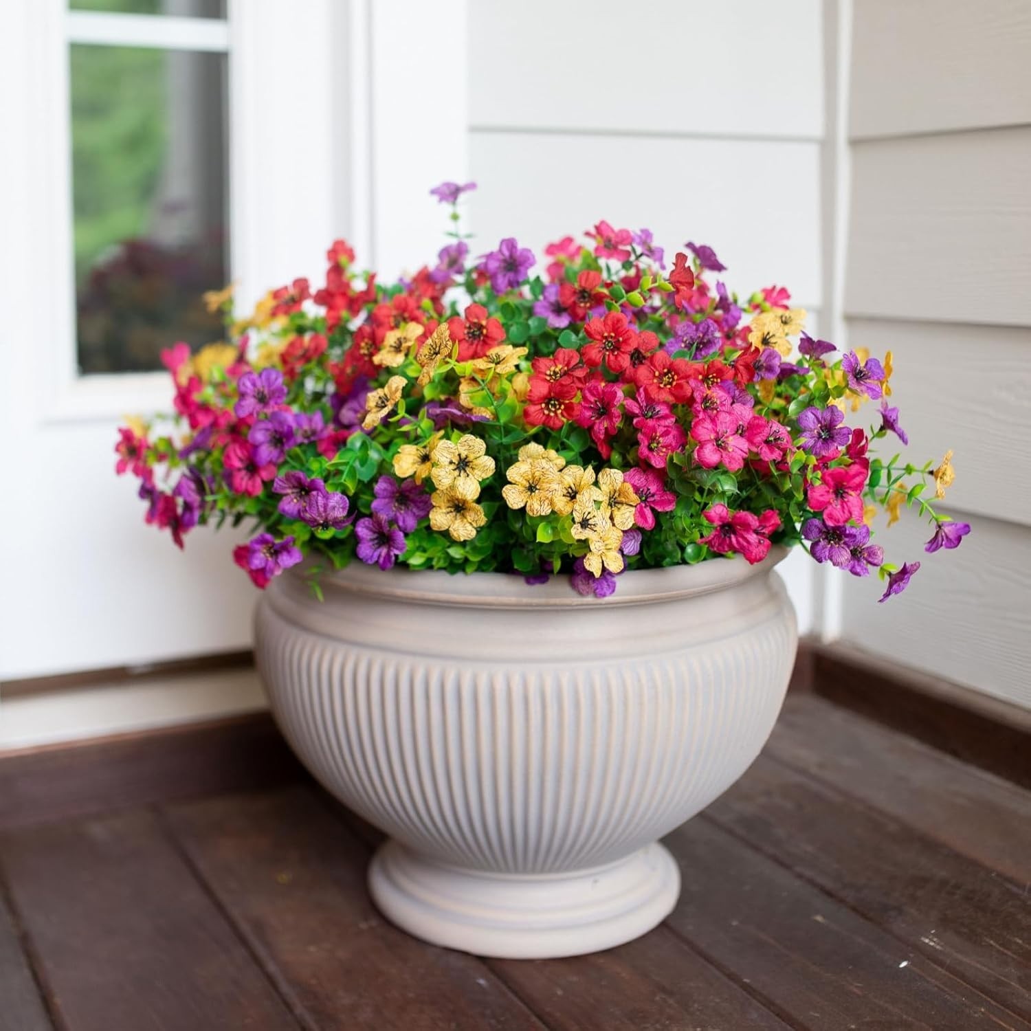 12 Bundles Artificial Daisy Flowers UV Resistant Faux Plants Garden Decor