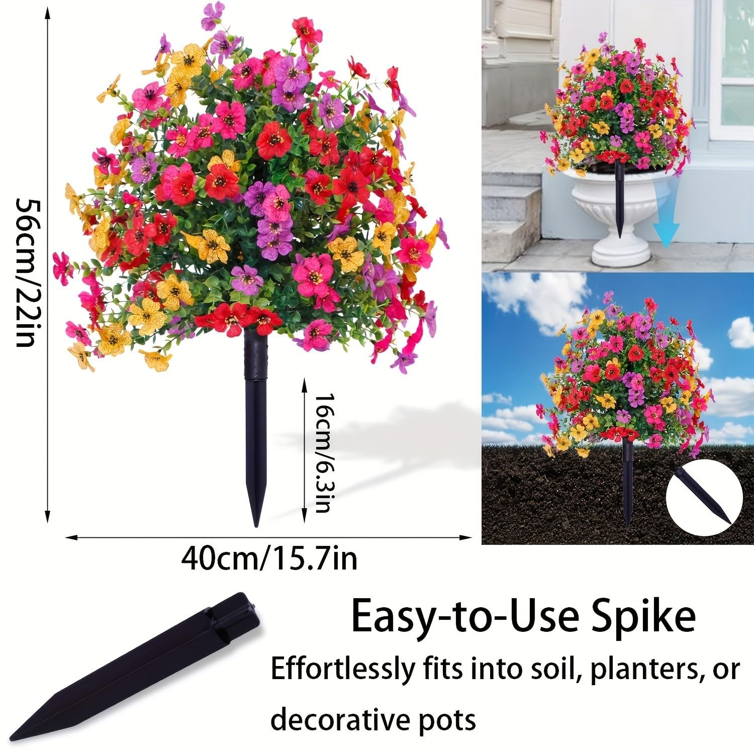 Artificial Outdoor Flowers with Stake, Artificial Petunias with Ground Stake,…