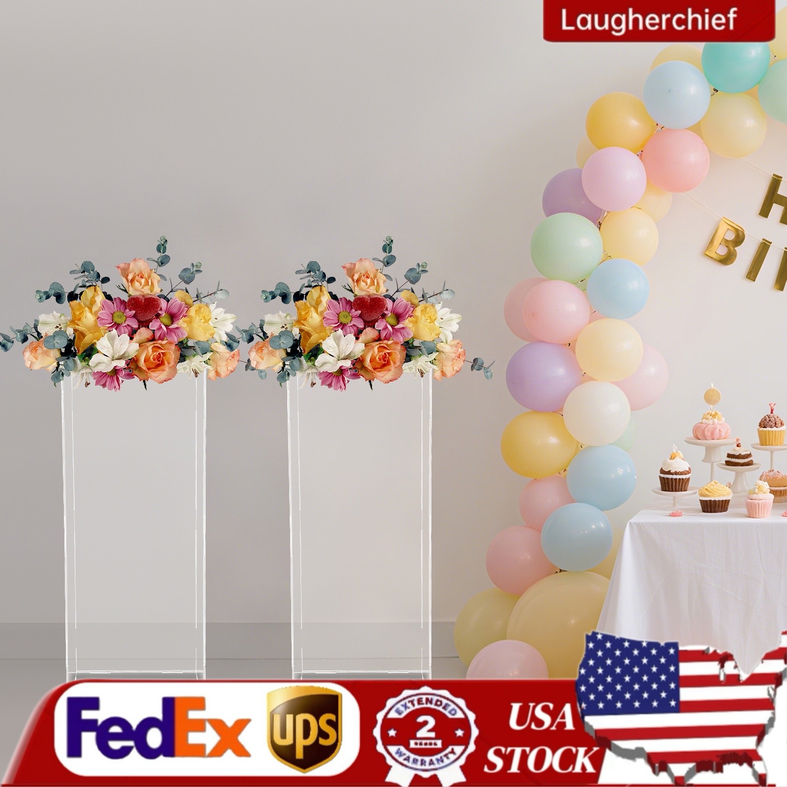Art Sculpture Stand Acrylic Flower Stand Clear Display Flower Tower 25*25*60cm