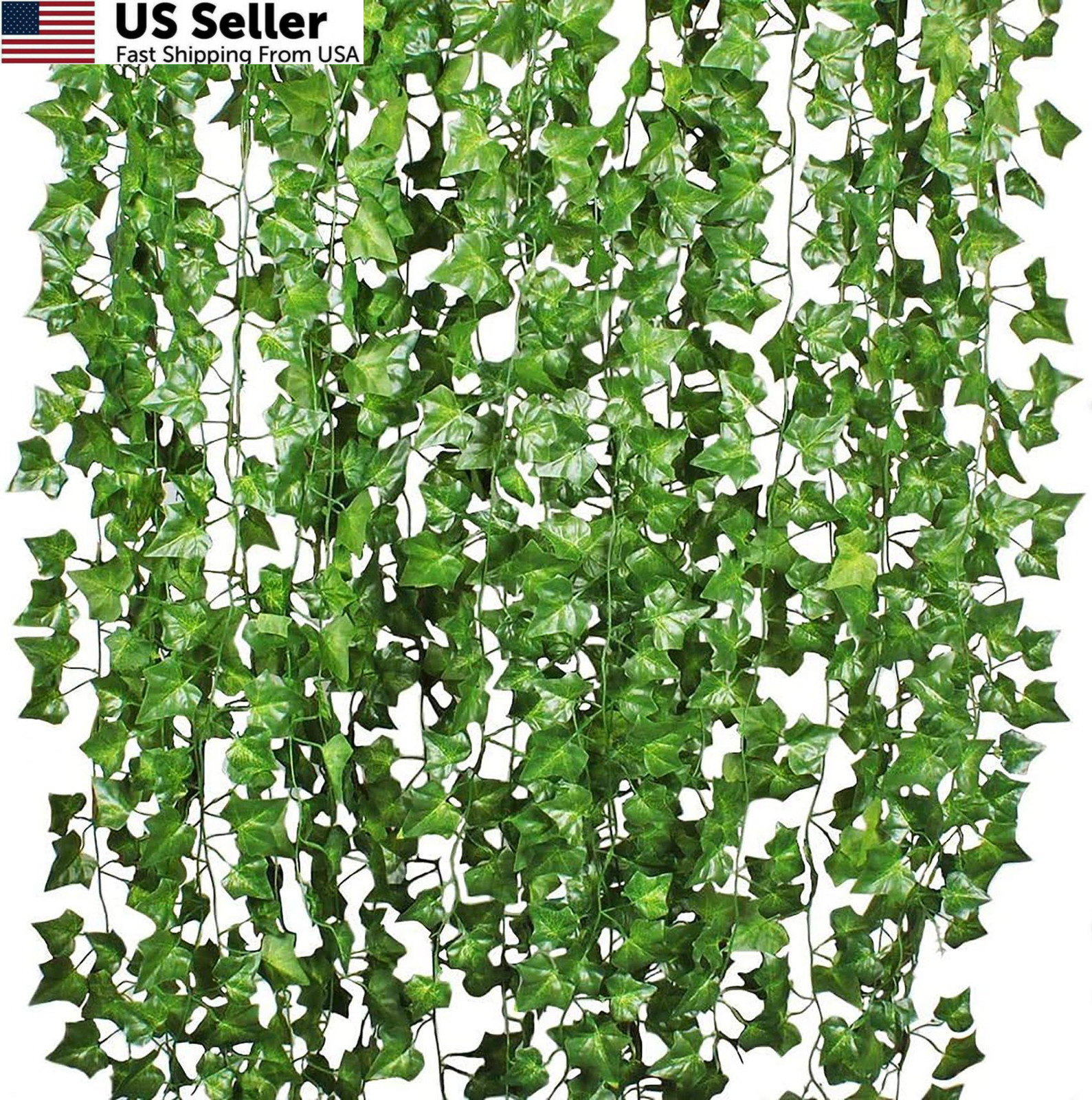 DearHouse 84 Feet 12 Strands Artificial Ivy Leaf Plants Vine 84 Feet, Green