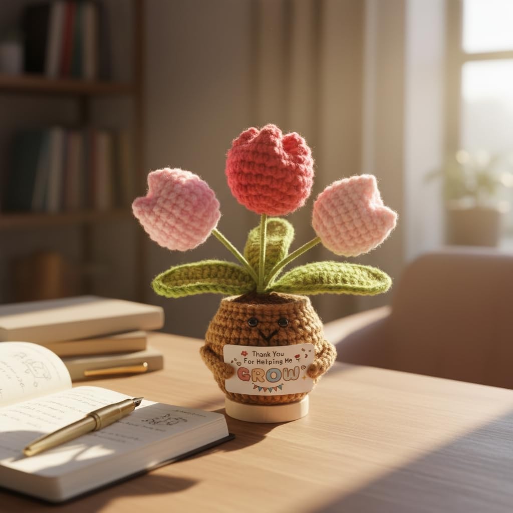 Artificial Tulip Potted Plants and Inspirational Card Artificial Flowers are …