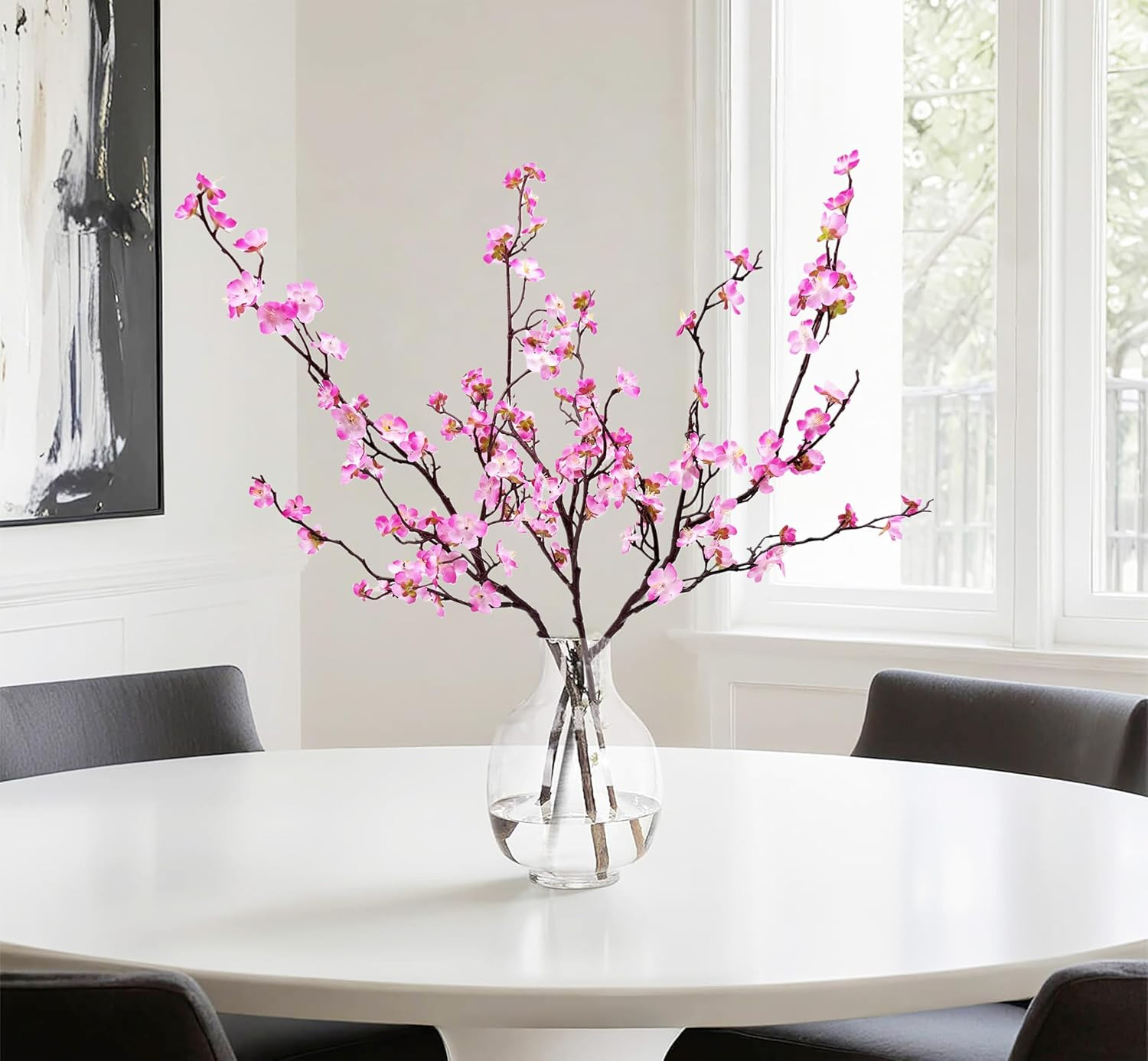 Artificial Plum Blossom Flowers 3Pcs Faux Cherry Blossom Flower Silk Peach Flowe