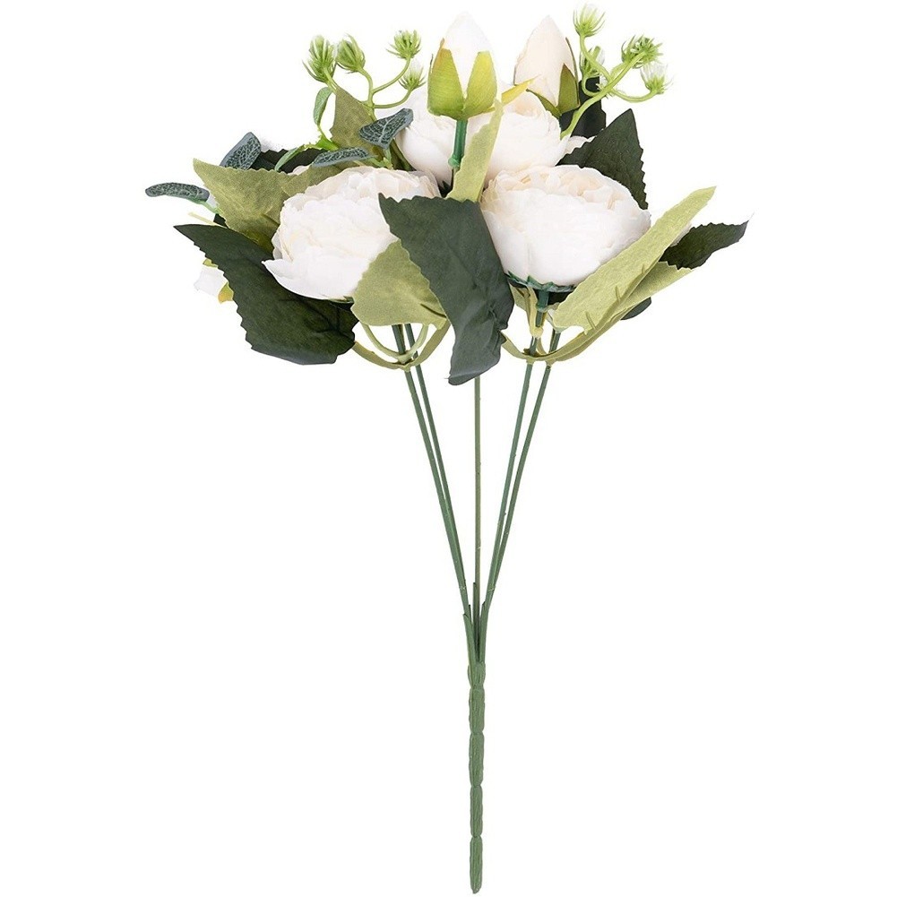 5 Head Persian Peony Silk Flowers Wedding Home Decor Fake Roses Bouquet