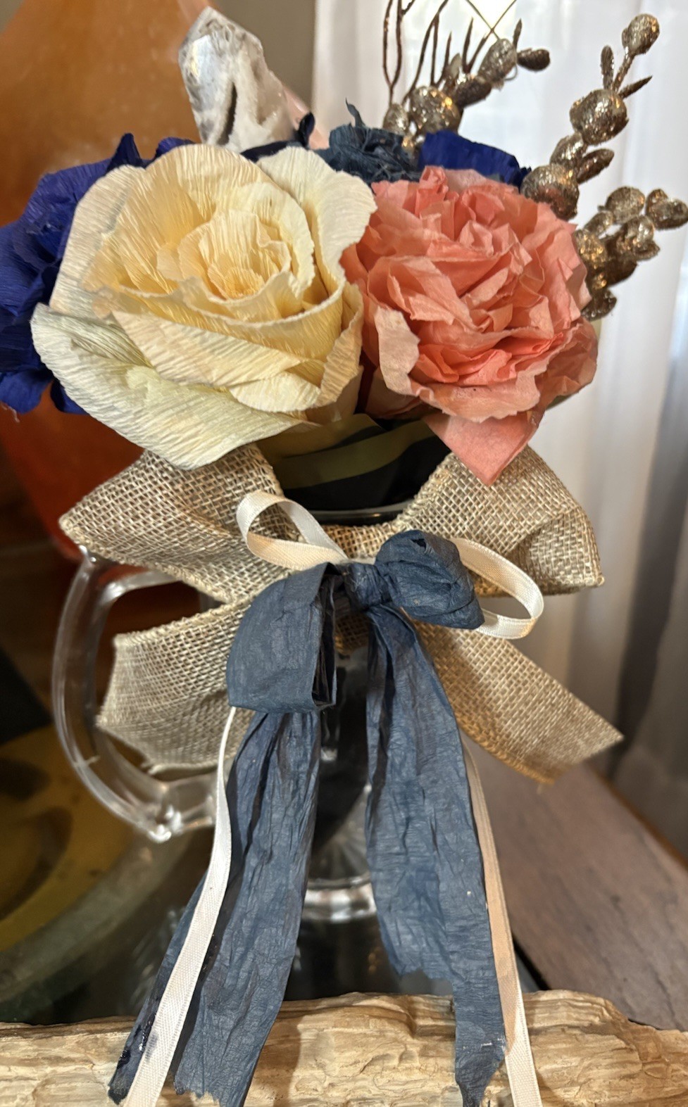Handmade Floral Mug Arrangement w/ Crystal Point – Rustic Farmhouse Gift Decor