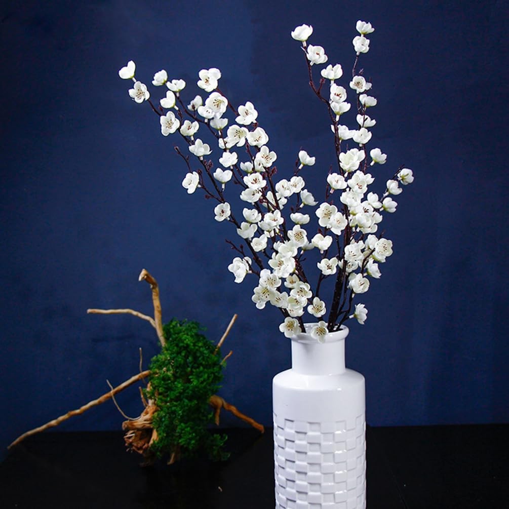 5 Pcs Artificial Plum Blossom Fake Wintersweet Long Stem Plastic Flowers Home…