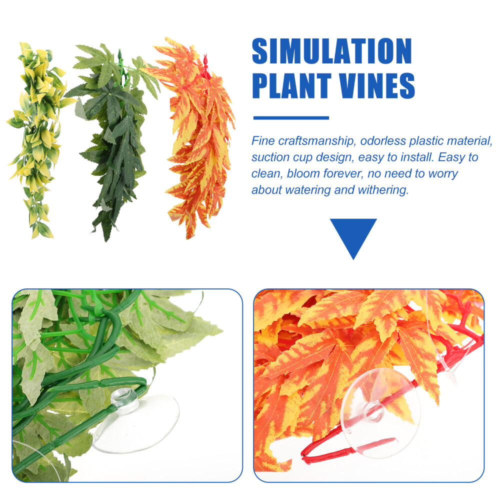 3pcs Artificial Vine Gecko Climbing Vines Pet Landscape Decor Pet Supply Decor
