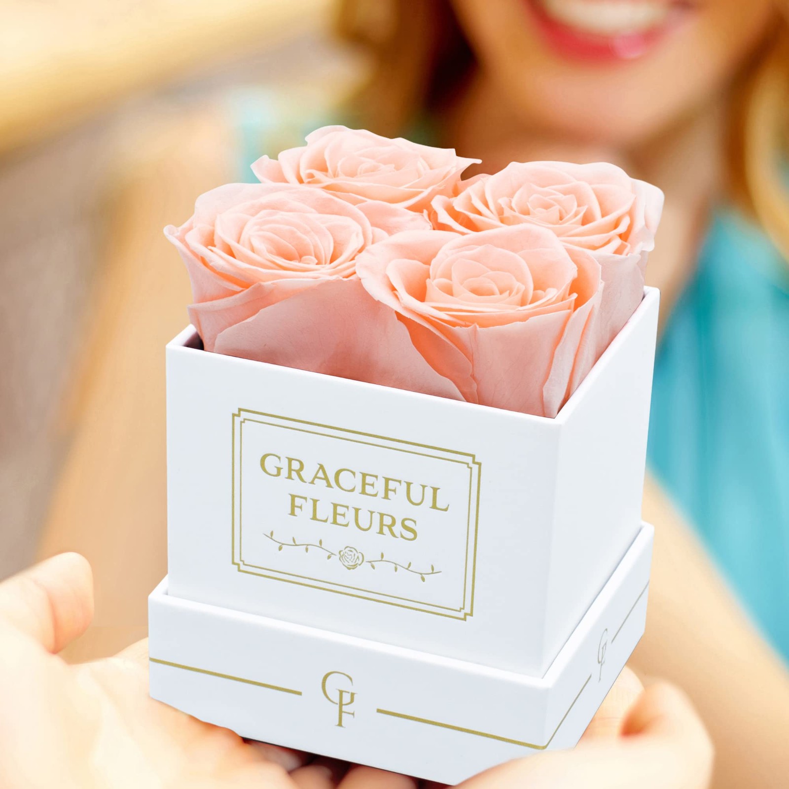 Graceful Fleurs Real Long Lasting Roses in a Box for Years, Preserved Fresh F…
