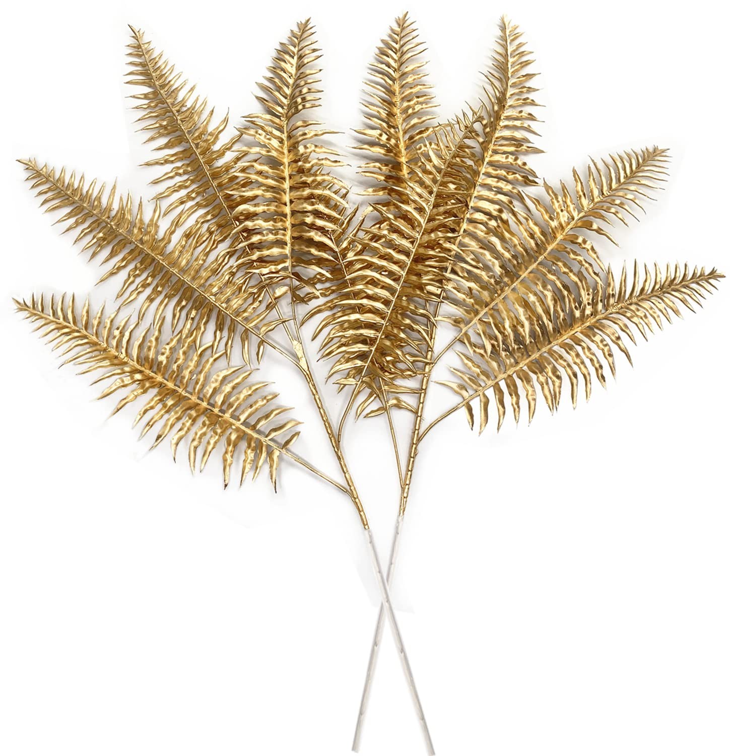 Artificial Plants Gold Persian Grass Tall 29″ 2 Pack, Fake Golden Palm Leaves…