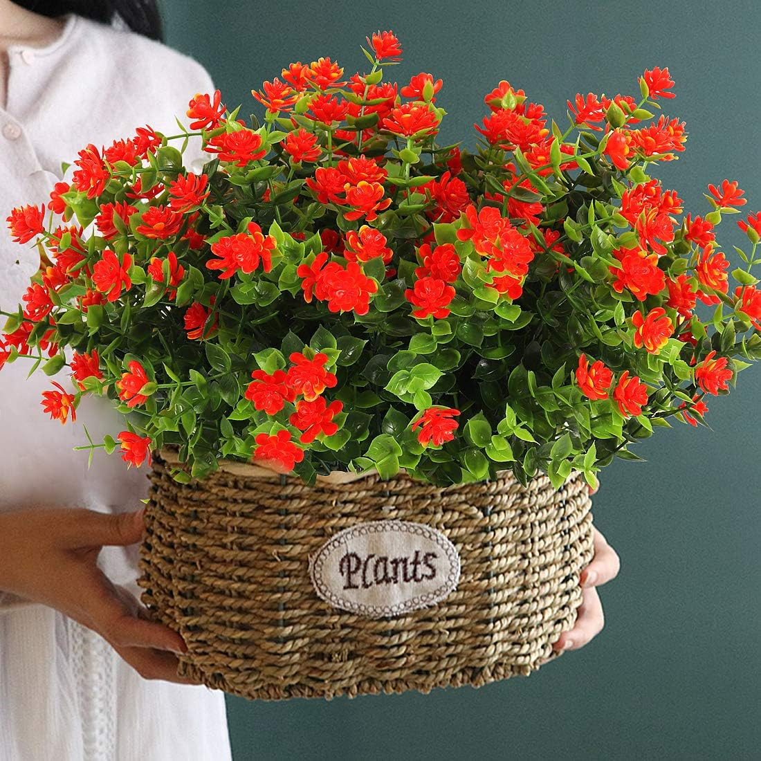 Artificial Flowers Outdoor Fake Flowers，8 Bundles outside Face Mums Fake Summer