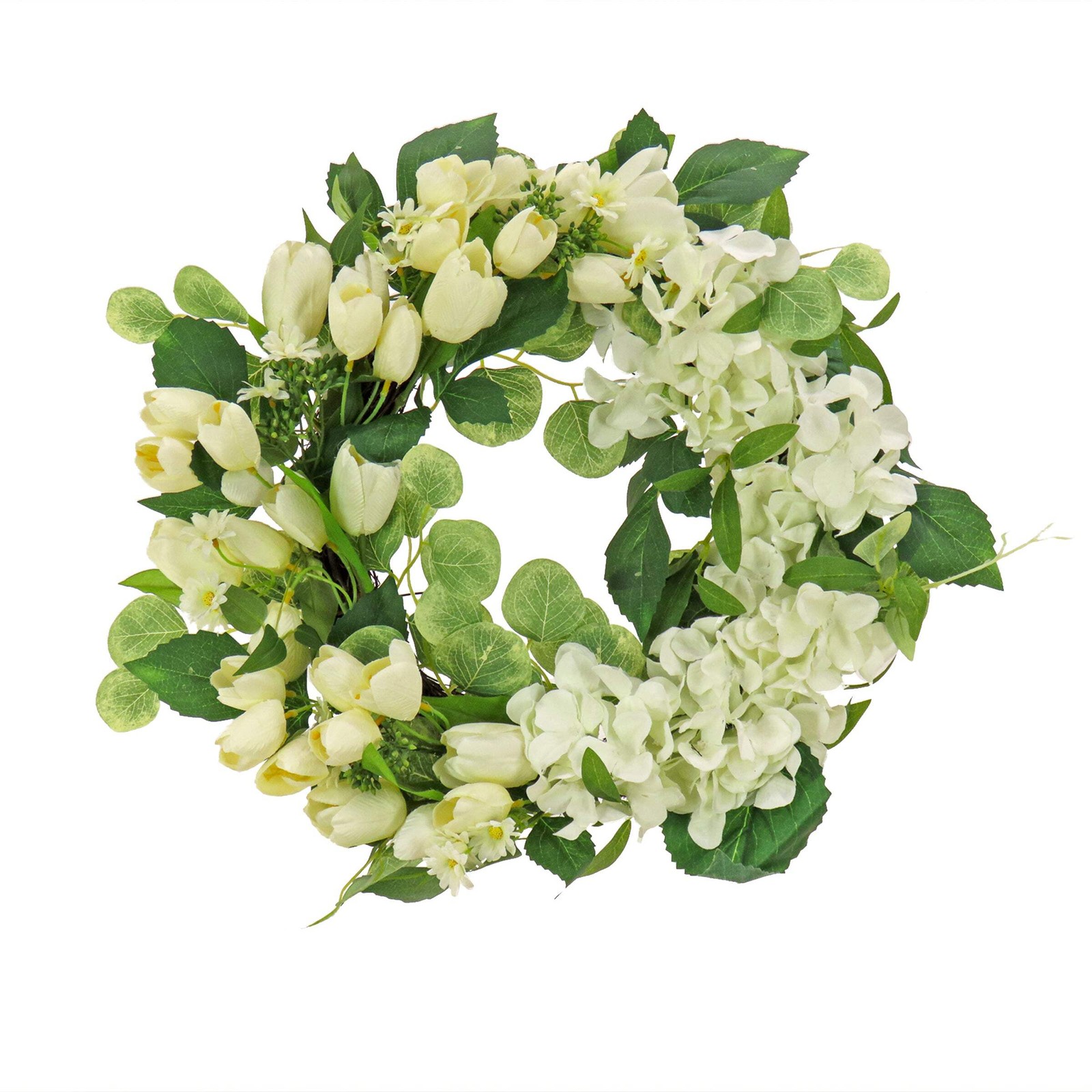 22 in. Spring Wreath with Tulip and Buttercup Blooms