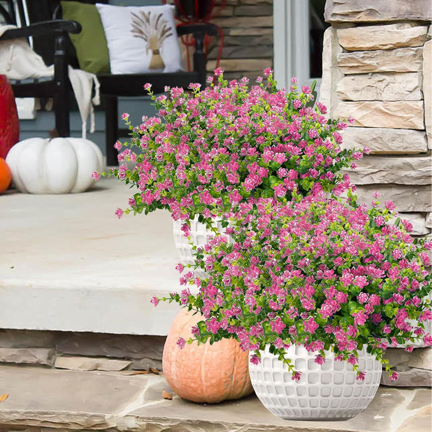 Outdoor Artificial Flowers UV Resistant, 20 Bundles Fake Realistic Floral Greene
