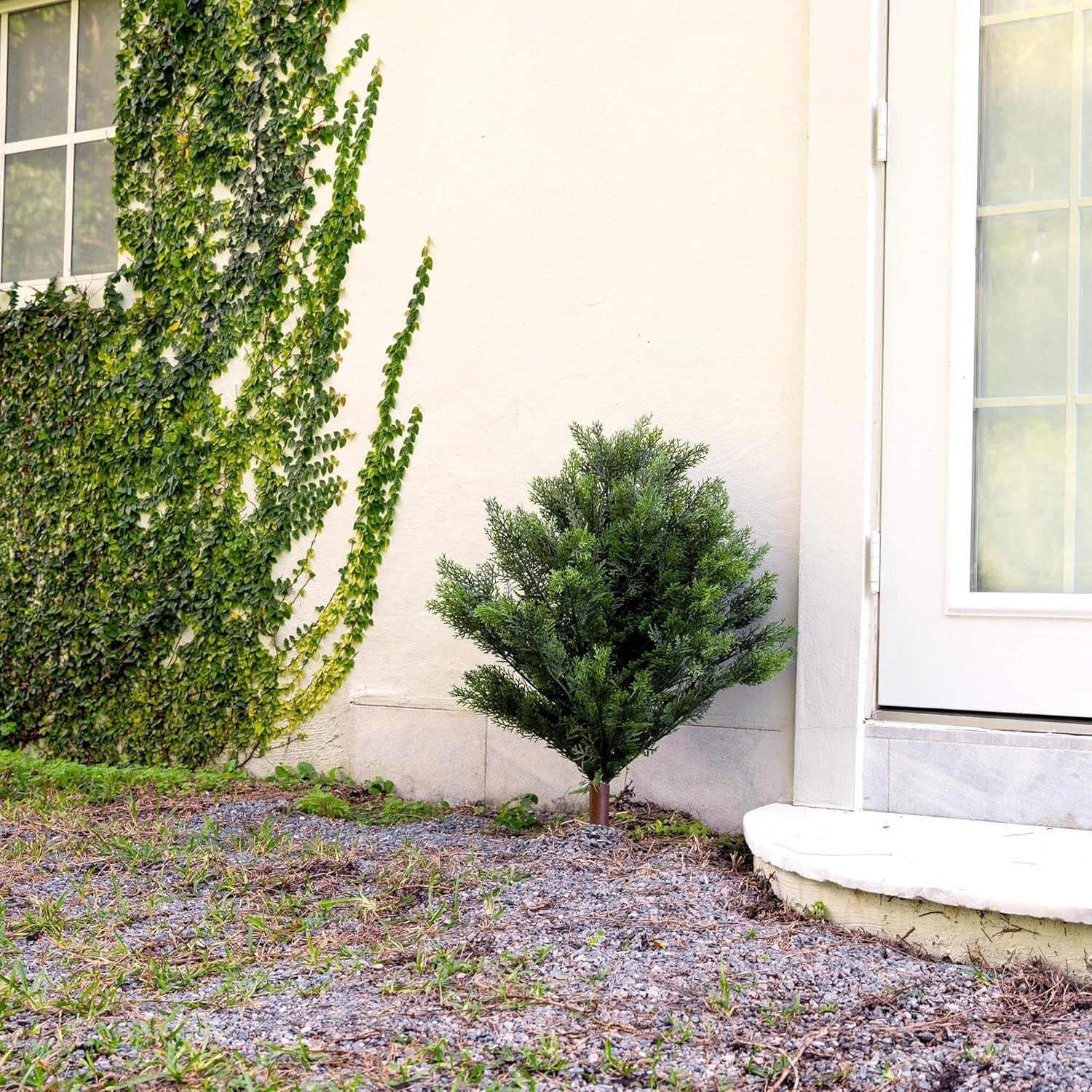 UV Resistant 3Ft Artificial Cedar Bush with Ground Stake for Indoor/Outdoor Use
