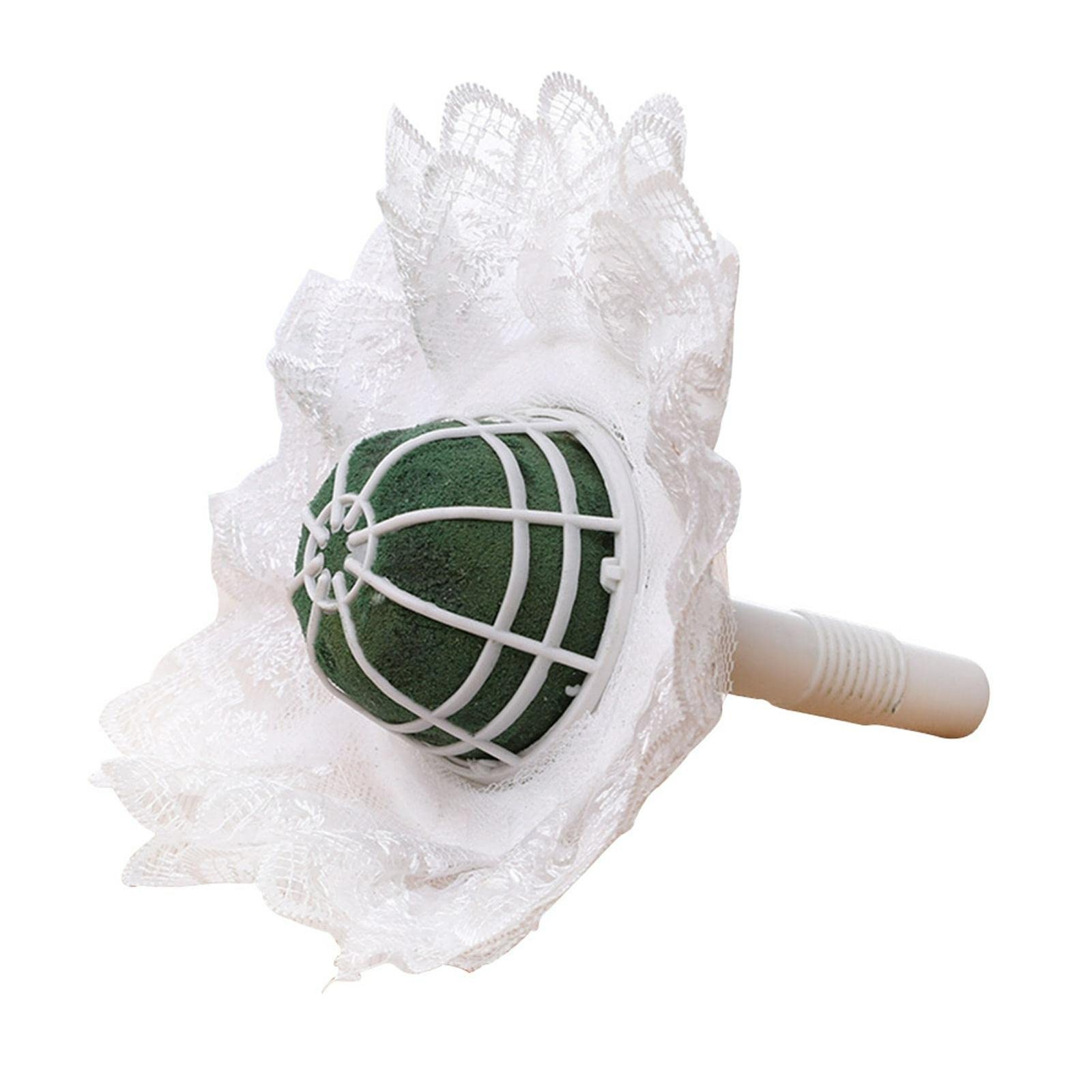 Bride Bouquet Holder DIY Wedding Foam Handle White Lace Trim Decoration