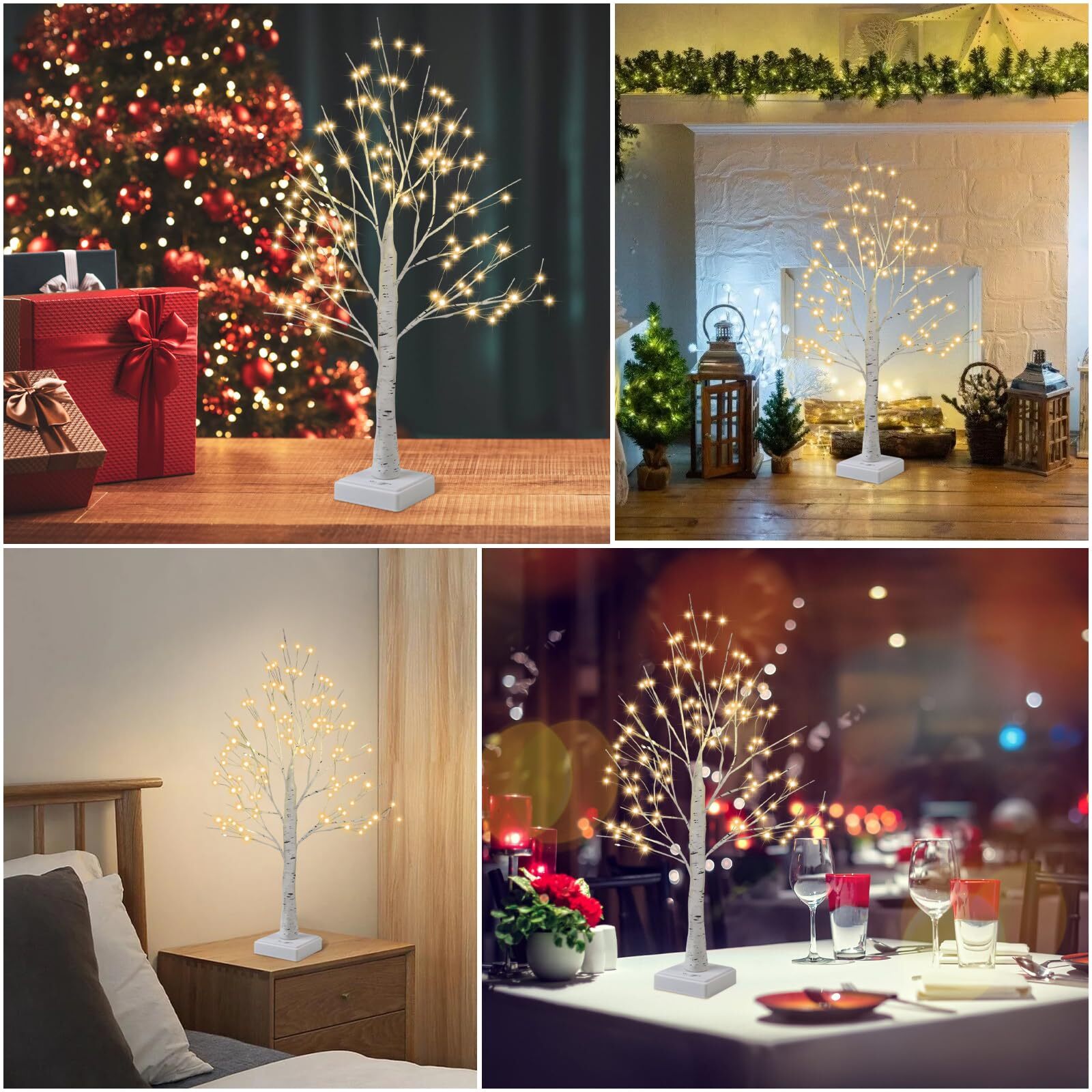 144 LED Birch Tree Lights DIY Artificial Tree Lamp Timer Battery/USB Operated