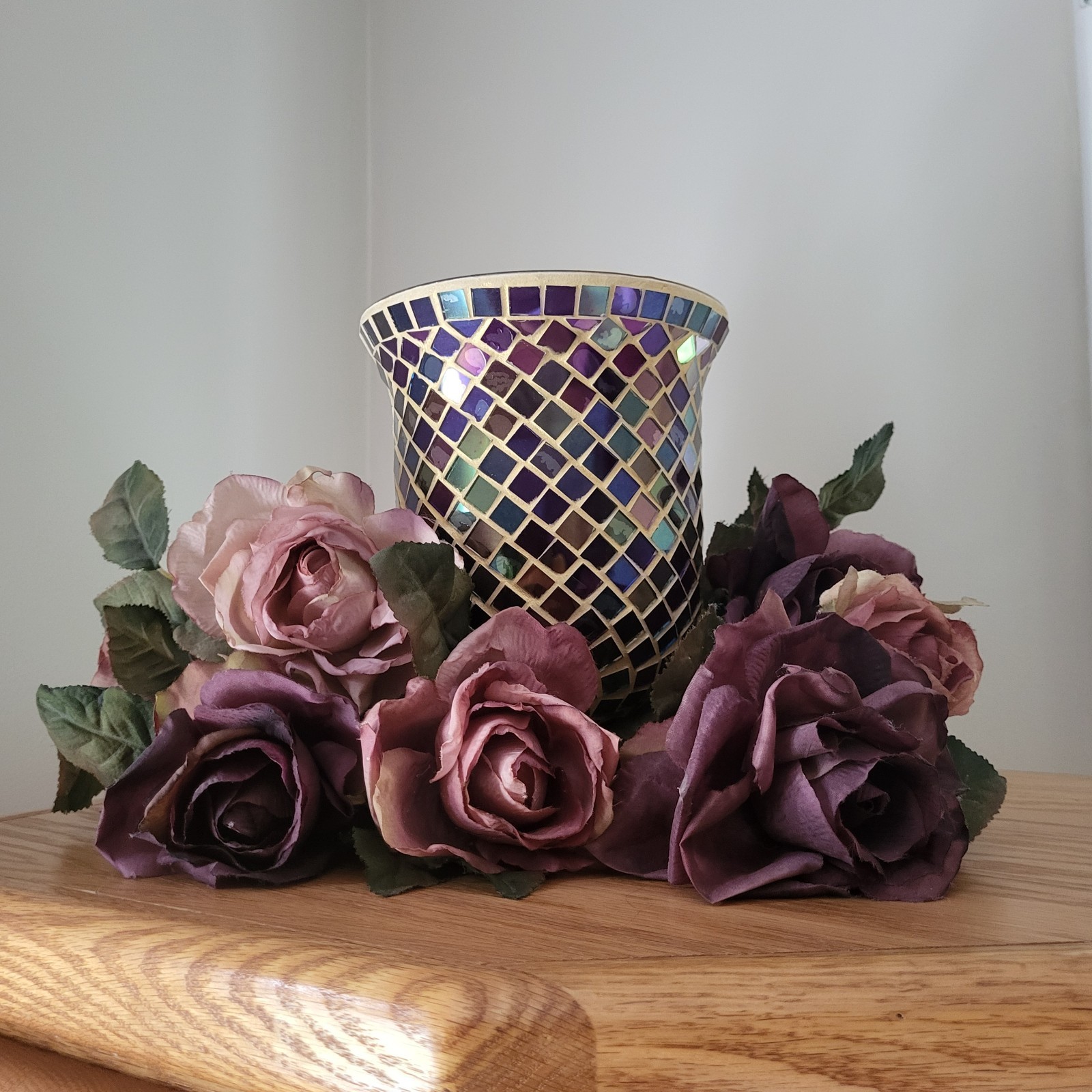 2 Bunches artificial rose bundles Bouquet dried-look burgundy Mauve