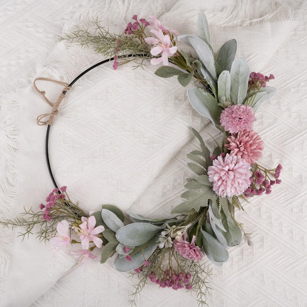 41cm Door Wreath with Dahlia and Green Leaves for Indoor and Outdoor Use