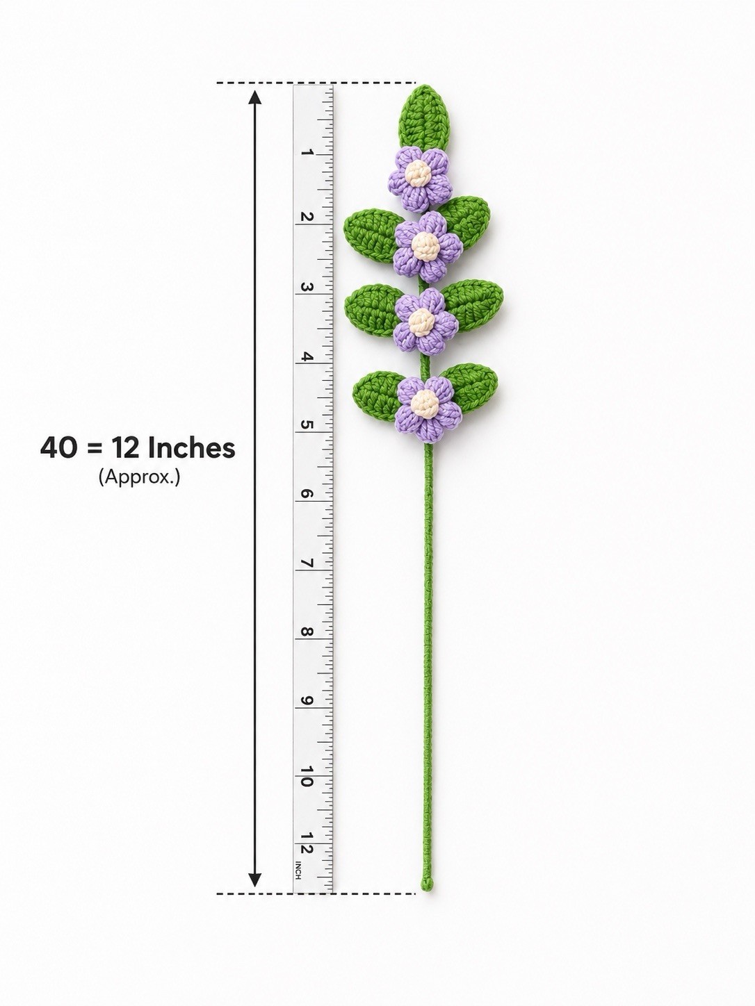 One Handmade Crochet Lilac Flower Stem 12” Floral Decor Gift Home Decoration