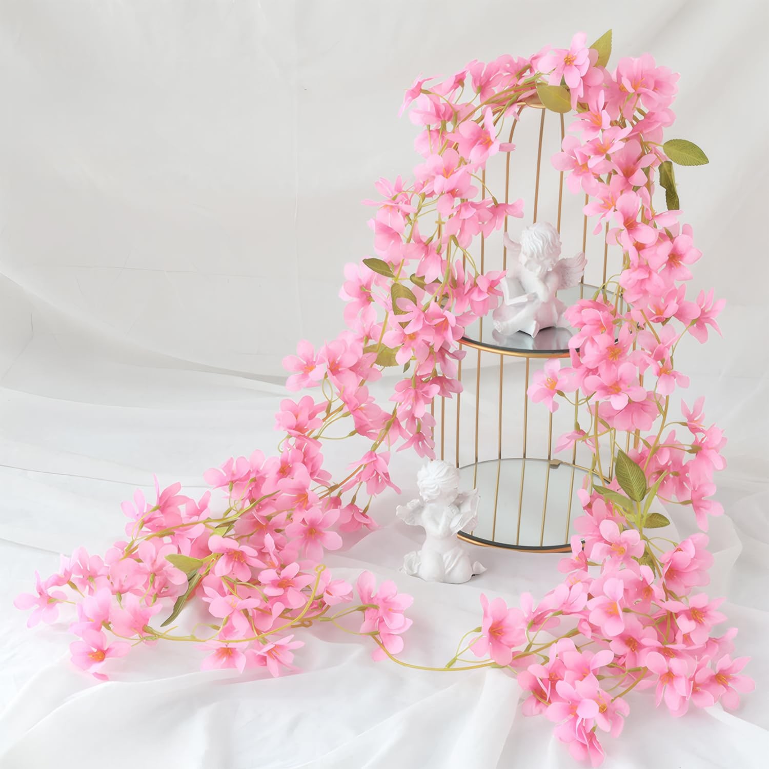 3pcs 5.91 ft Artificial Silk Cherry Blossom Sakura Vines – Deep Pink Hanging …