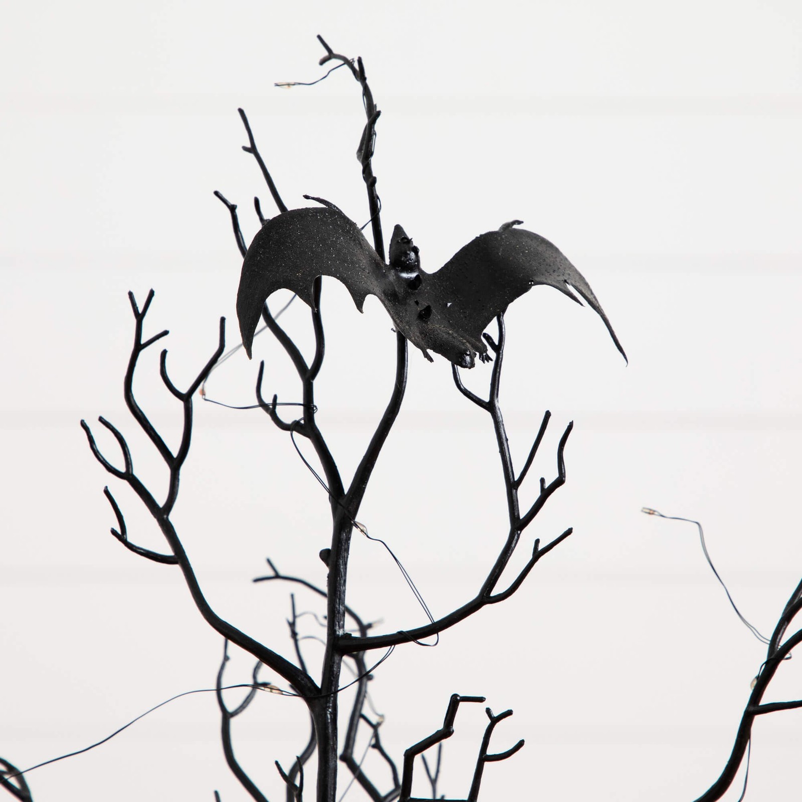 Nearly Natural 3ft Pre-Lit Halloween Black Spooky Twig Tree w/ Bats & 100 LED