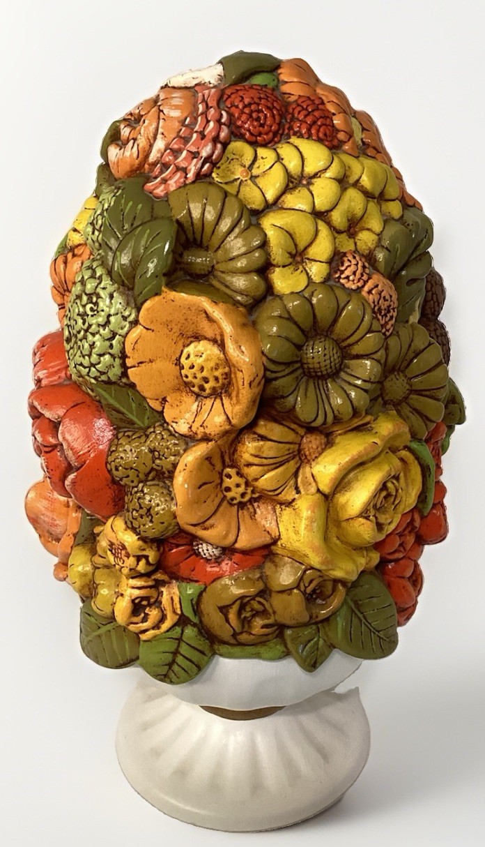 Holland Mold 1970 Topiary Centerpiece Colorful Handmade Floral Retro Granny Core