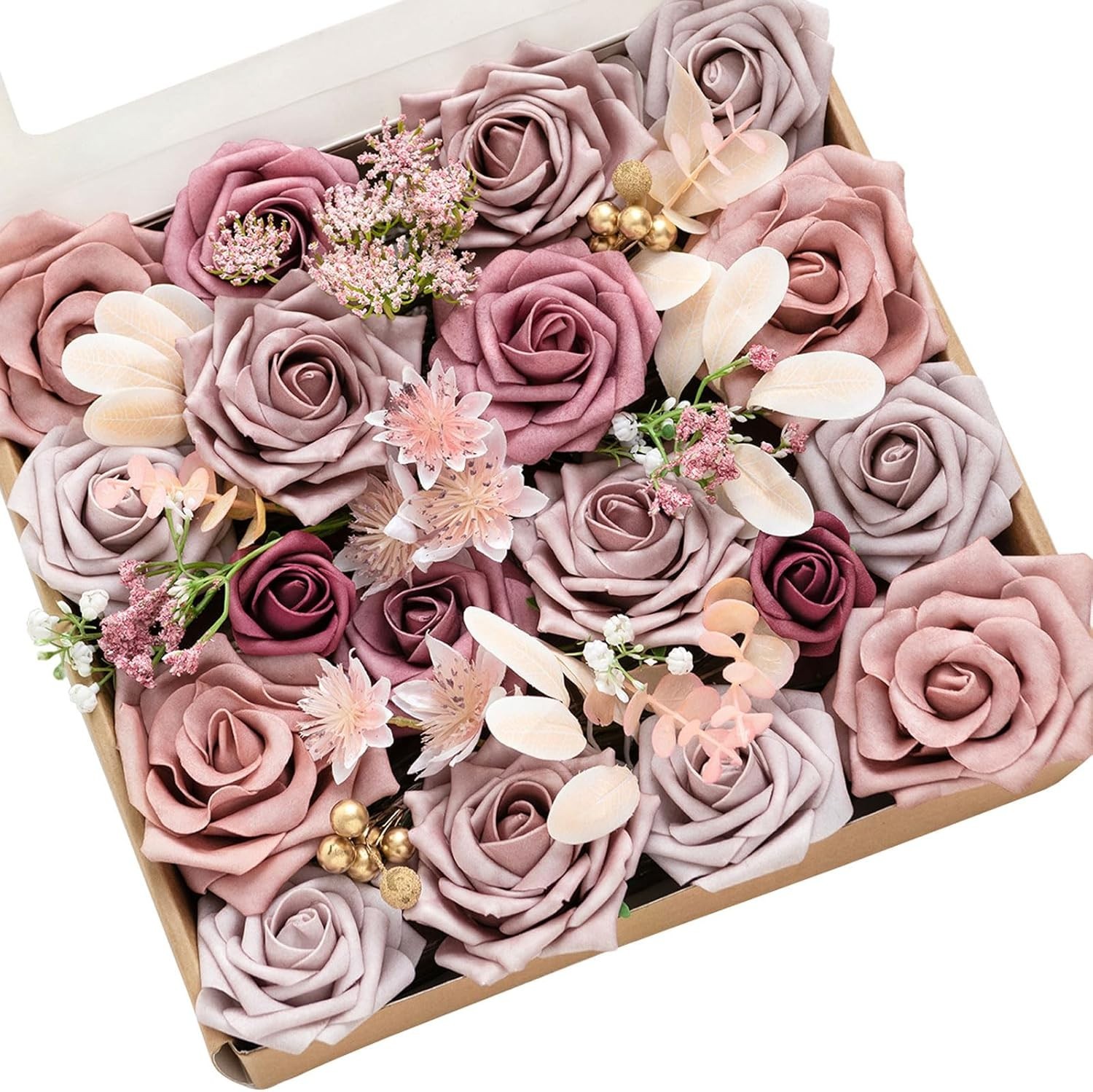 Grand Dusty Rose Faux Flower Box for Elegant Wedding Centerpieces & Bouquets