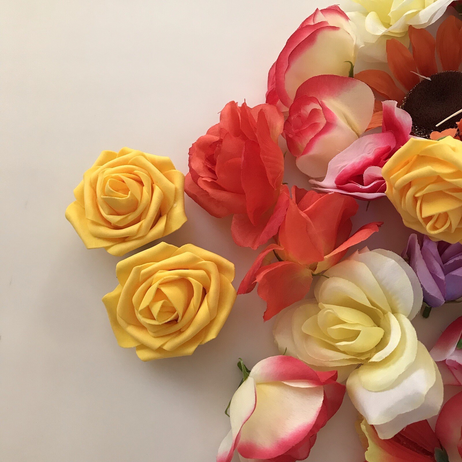 LOT 40 Faux Flowers CRAFT Deconstructed Flowers Fake Rose Foam Fabric Wreath