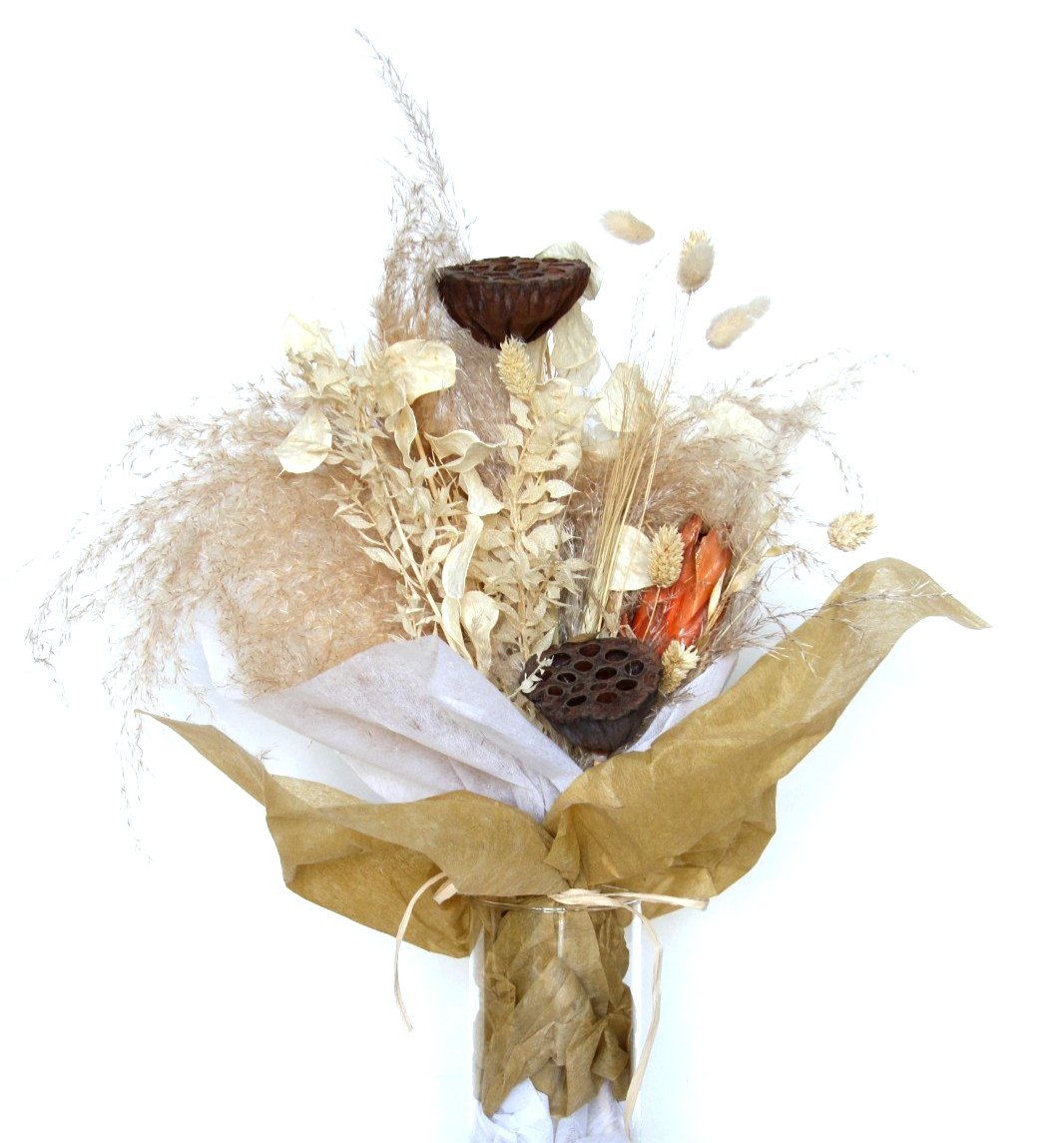 Dried Floral Arrangement W/ Vase Boho Modern Decor Wedding Flower Display 20″
