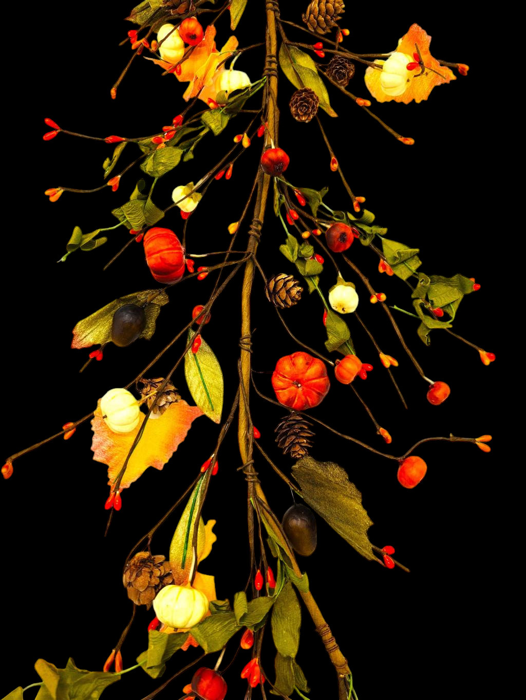 EV-094Y Fall Primitive Pumpkin Berries Garland in Orange and Green