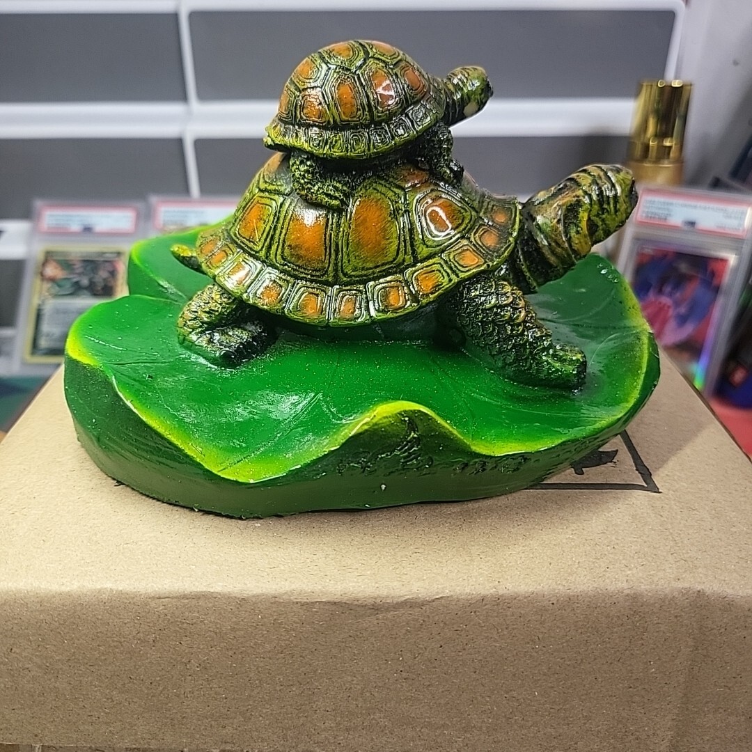Floating Turtle on Lilly Pad Lotus Resin Pool & Pond Decor 6.5″X4″ Animal Statue