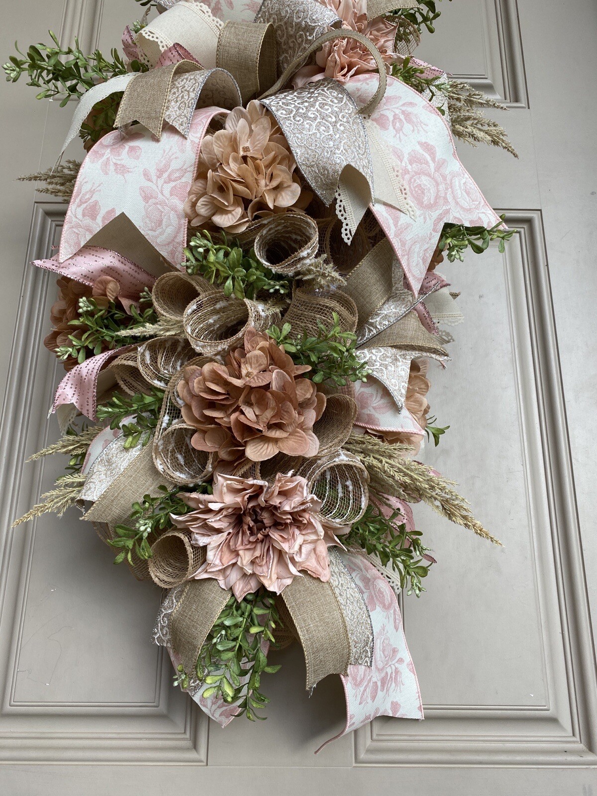 Boho Champaign Floral Wedding Flowers/ Rustic Farmhouse Swag Baby Shower Gift