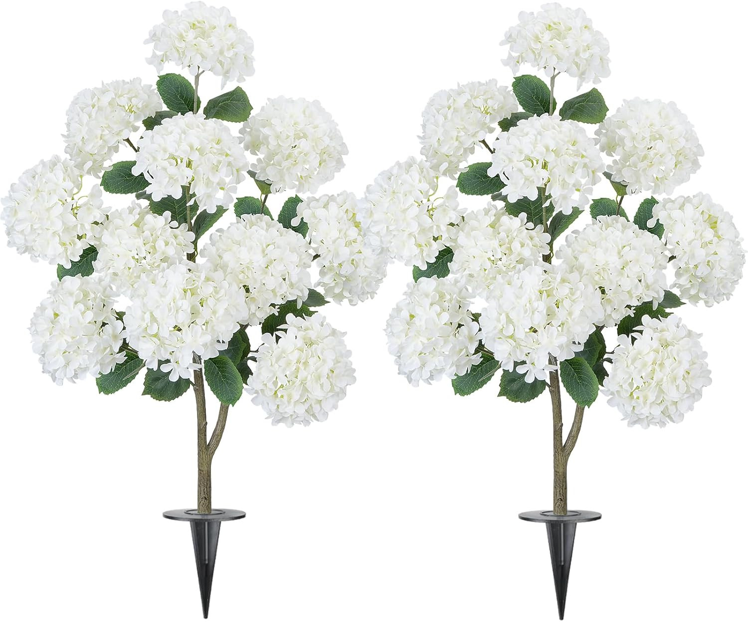 2 Pack 3.5FT White Artificial Hydrangea Trees for Outdoor Decor