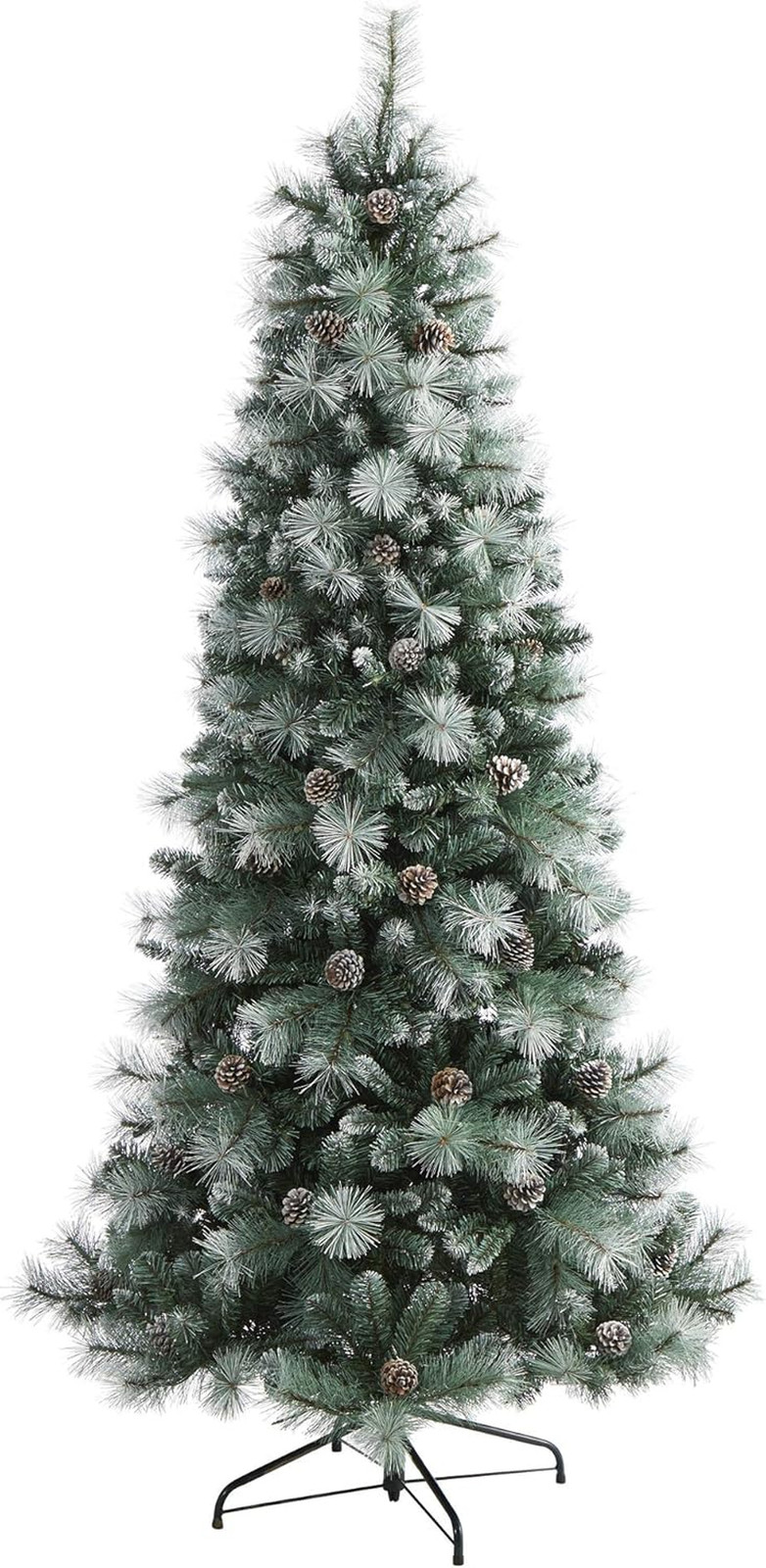 7Ft Frosted British Columbia Pine Tree with 400 Lights & Pine Cones