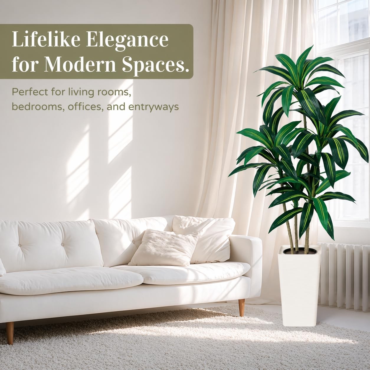 5FT Artificial Dracaena Plant Indoor – Tall Artificial Indoor Tree in Pot, Re…