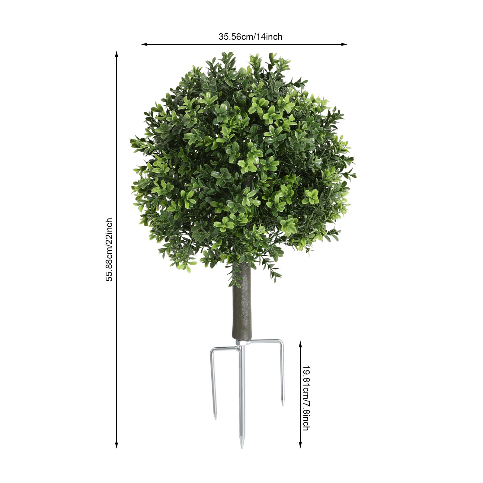 2pcs 22 inch Artificial Boxwood Topiary Ball Trees With Ground Spike UV-Tolerant