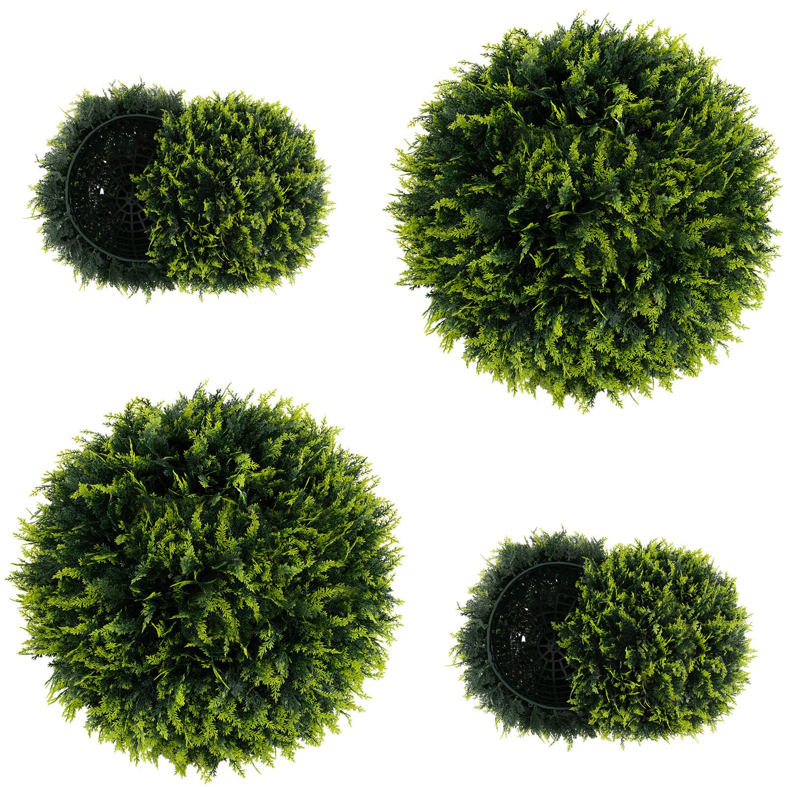 2 PCS 16″ Artificial Cedar Topiary Balls Sun-protective Round Greenery Bushes