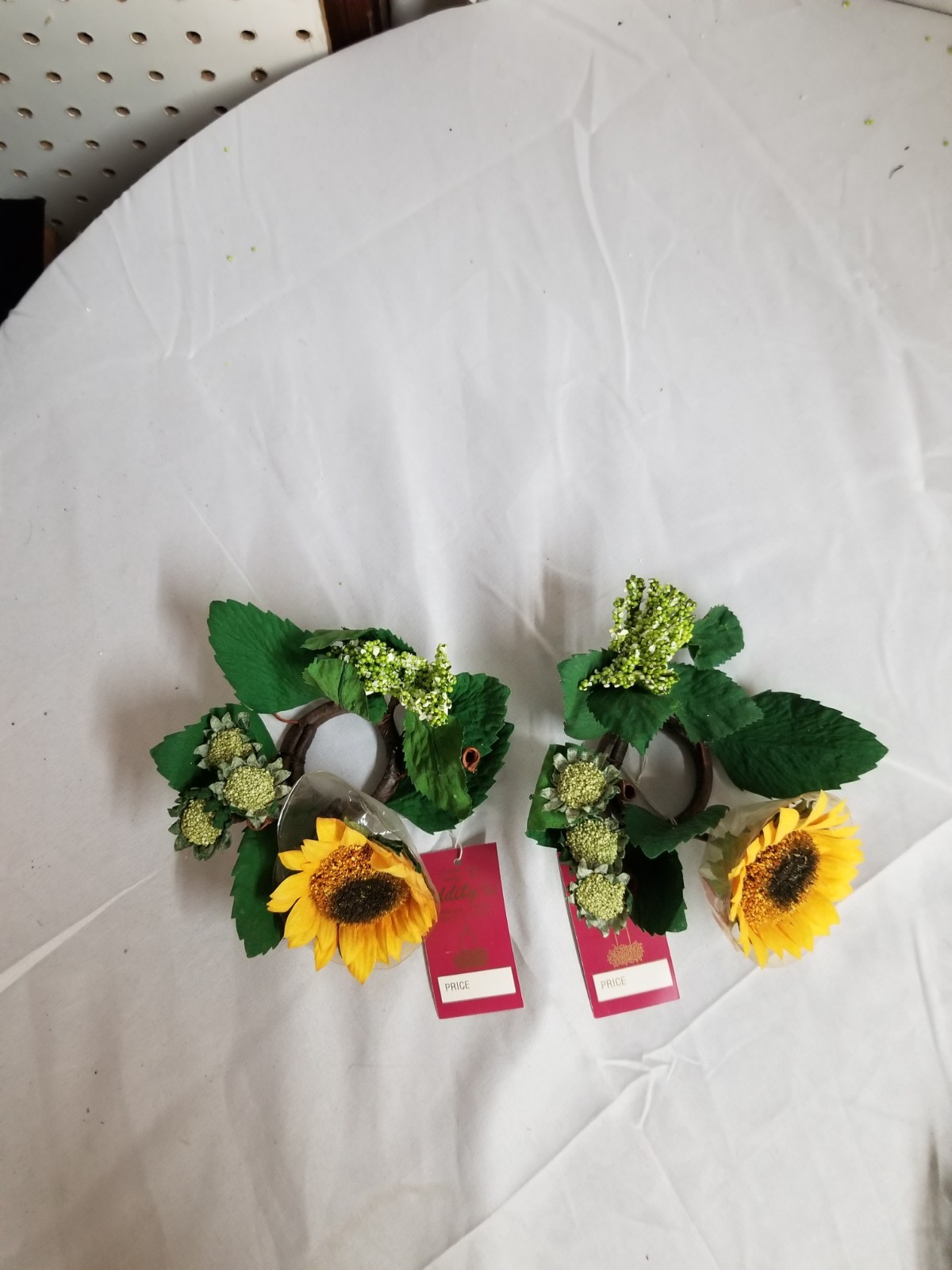 2 Vintage Sunflower 1 Inch Candle Rings NWT Made By Oddities Inc.