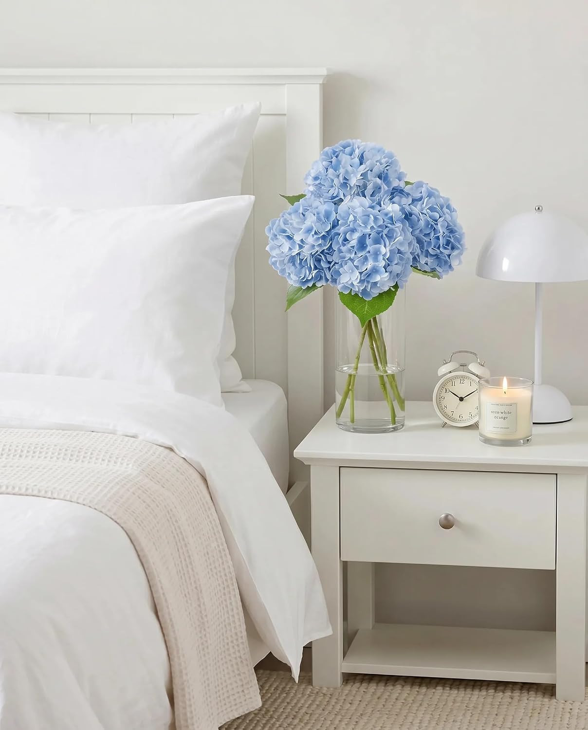 Blue Real Touch Hydrangea Flowers – 4 Pcs Large Faux Floral Décor