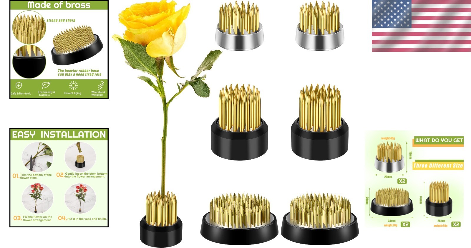 Flower Frogs Arranging Supplies Ikebana Kenzan Pin Holder Plant Fixation Tools