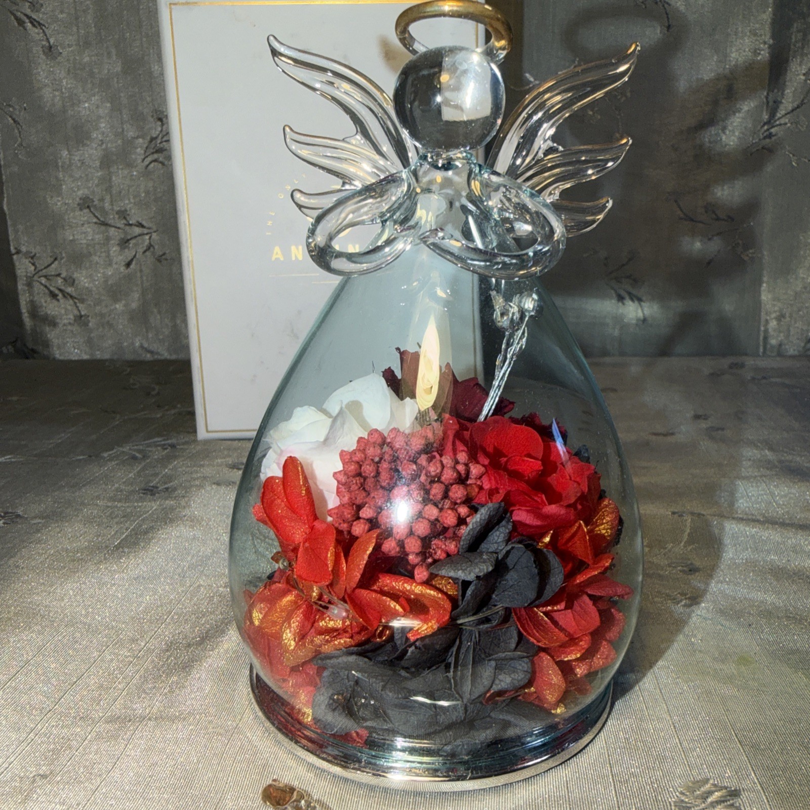 ANLUNOB The Only ETERNAL ROSE beautiful Rose Flower in glass angel- See Pics