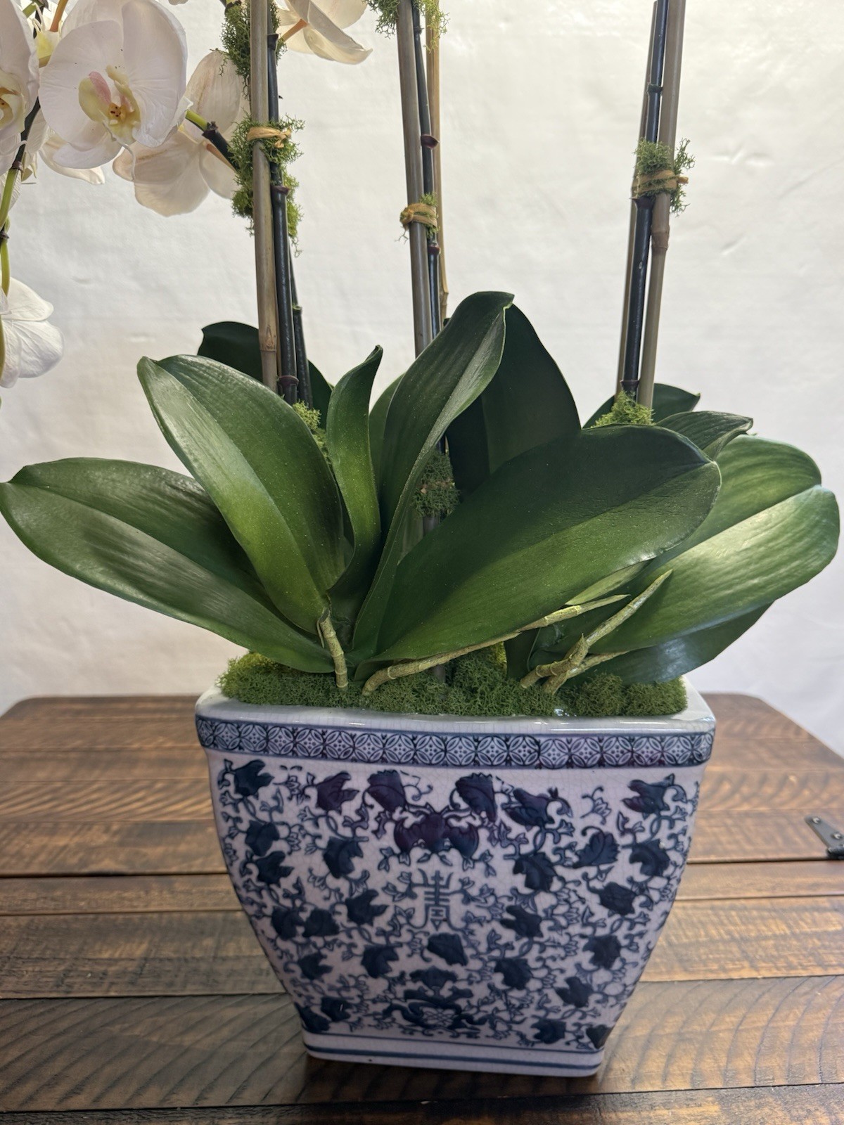 Williams Sonoma Faux Orchids in Cache Pot, 26″ New! Read