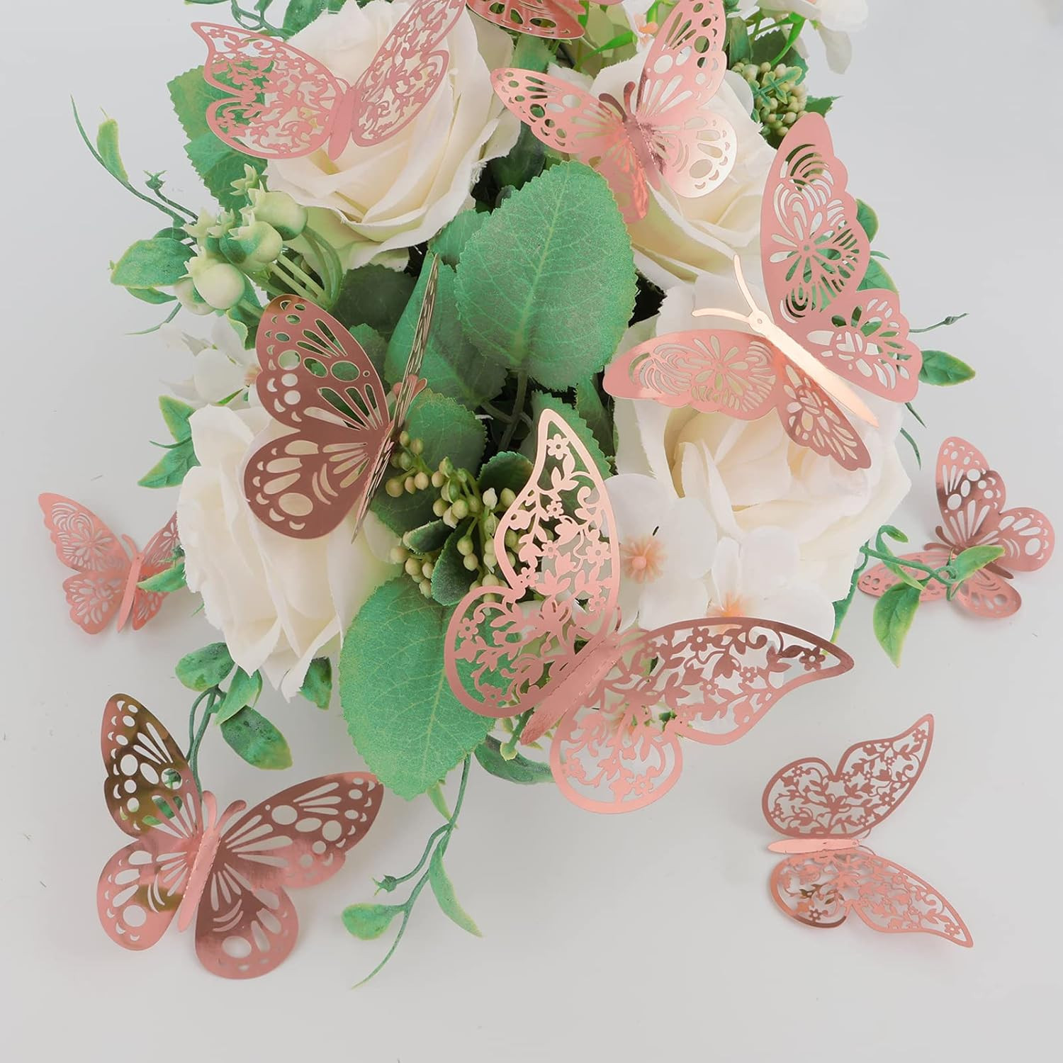 36 Pcs Butterfly Wall Decor, 3 Styles 3 Sizes 3D Rose Gold Butterfly, Wedding &