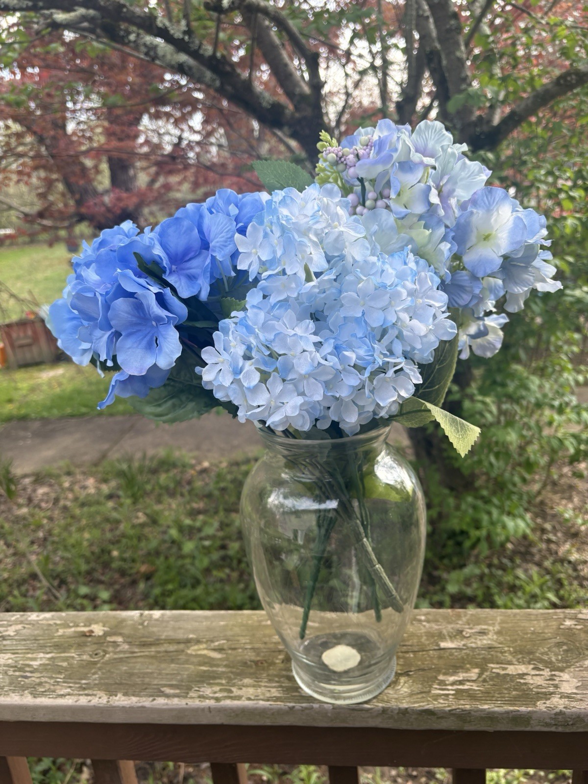 Blue Hydrangea Artificial Flowers 24pc Faux Hydrangea Flowers, Fake Flowers
